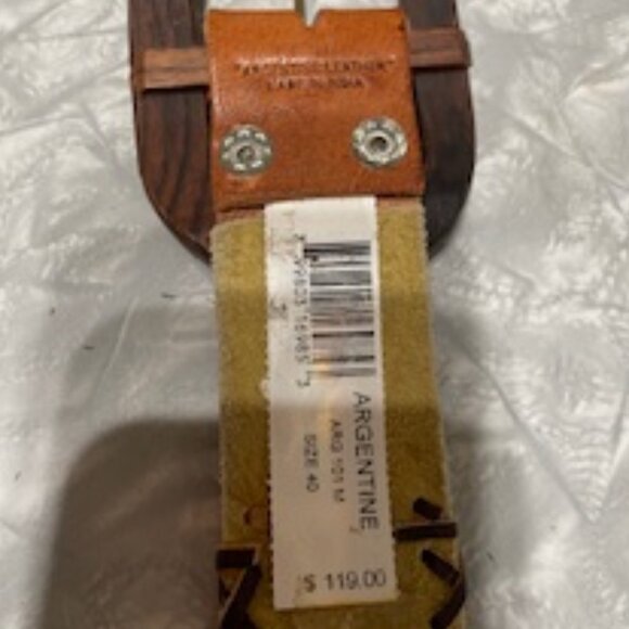 Vintage High Quality Argentine braided leather belt with wood flowered buckle - Picture 5 of 6